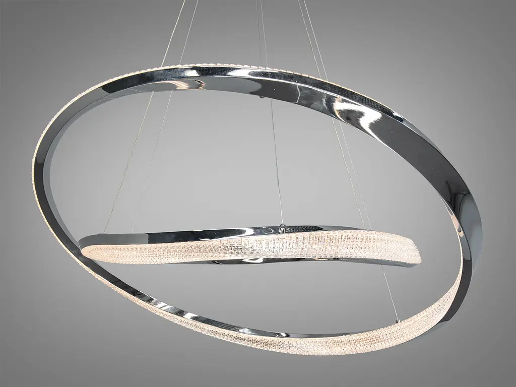 Люстра стельова LED Diasha D2486-800+600HR, 100W, хром, діаметр 80 см, сучасний стиль для дому - фото 2