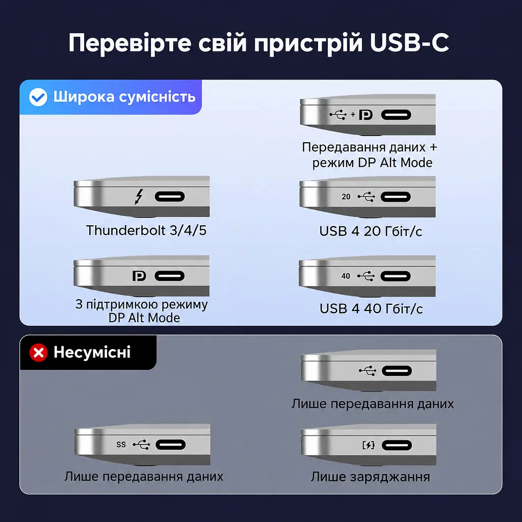 Відеокабель UGREEN CM556 USB-C - DisplayPort 1.4 8K 60 Гц 2 м сіро-чорний (25158) - фото 2