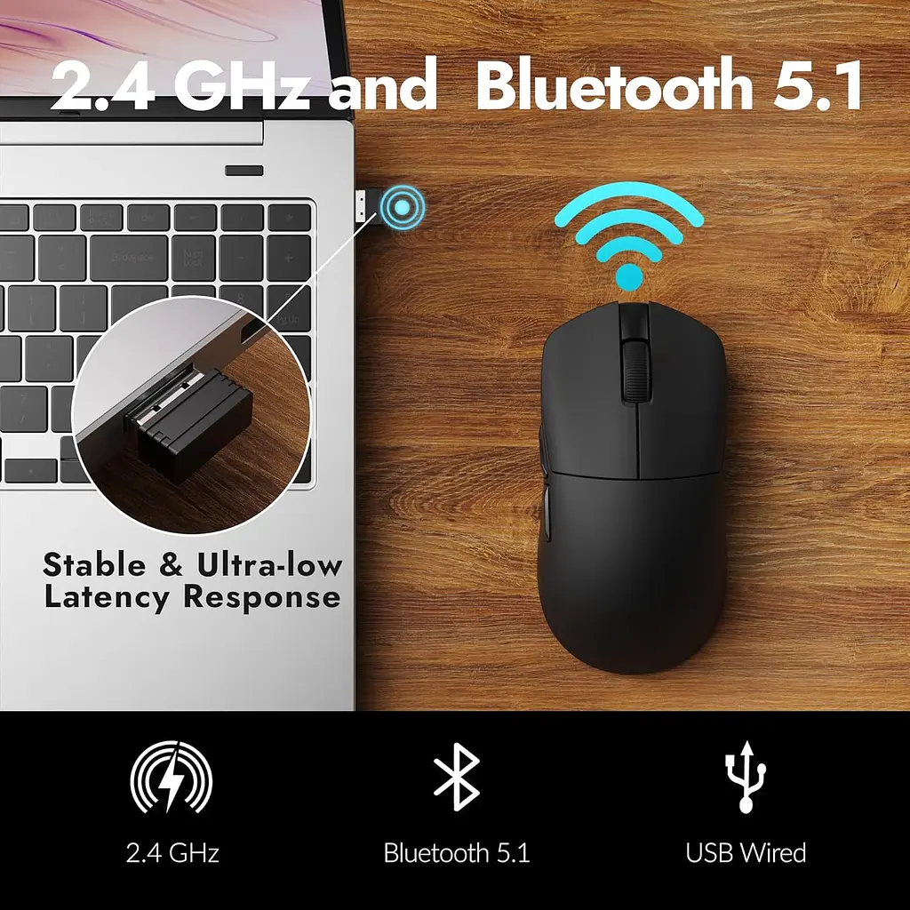 Компьютерная мышь Lemokey G1 USB-A/USB-C/WL/BT 8K черный teh0013979 - фото 2