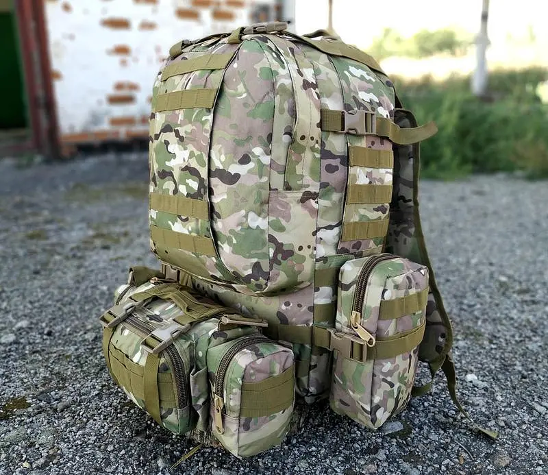 Тактичний великий рюкзак Мультикам TacticBag 45-55л з підсумками (Камуфляж) - фото 9