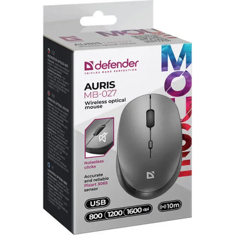 Мишка Defender Auris MB-027 Silent Wireless Grey (52029) - фото 5