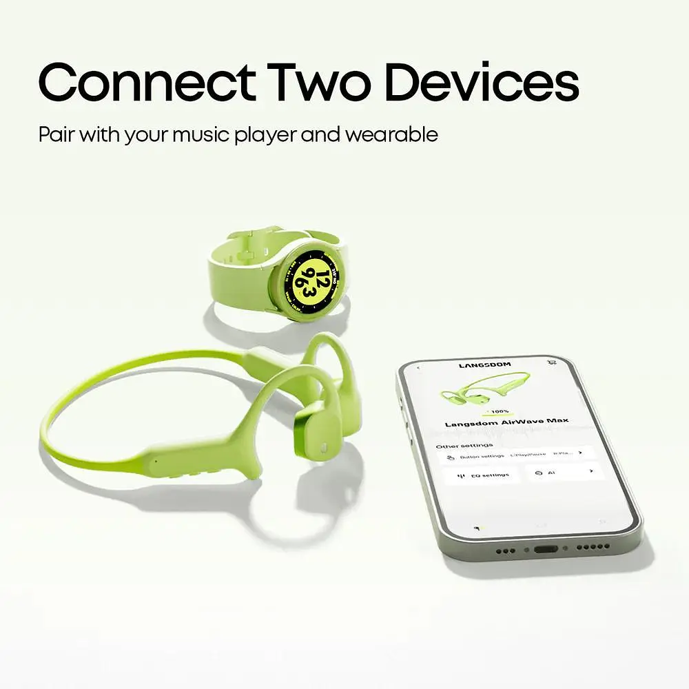 Наушники Langsdom костные спортивные BE14 со встроенной памятью MP3 плеером и подключением к двум устройствам для спорта и бега - фото 4