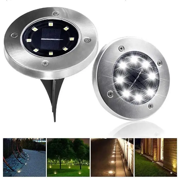 Солнечные уличные светильники Solar Disk Lights 4шт. подсветка газона на солнечной батарее садовые фонари - фото 7