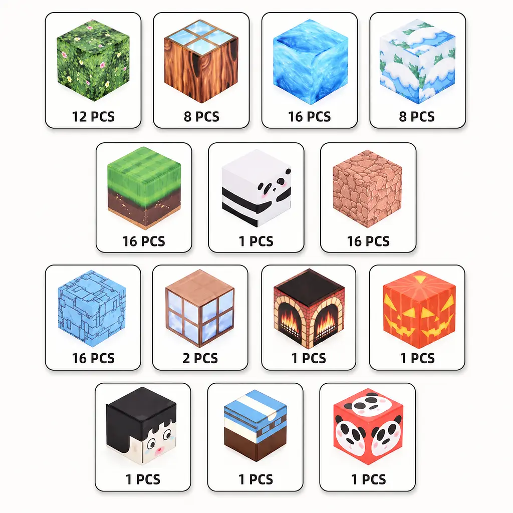 Магнітний конструктор Minecraft 100 шт + ПОДАРУНОК 3 фігурки по грі Майнкрафт Будинок з пандами Mk001001 - фото 5