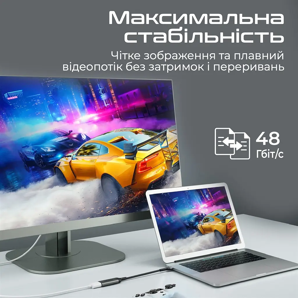 Адаптер Promate MediaLink-8K USB Type-C - HDMI (M/F) Сірий - фото 3