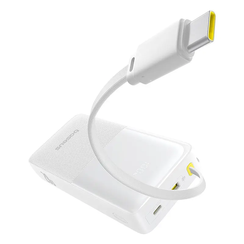 Зовнішній акумулятор Baseus Bipow 2 Digital Display Power Bank With Built-in USB-C Cable 20000mah 20W Moon White (P10077101213-01) - фото 3