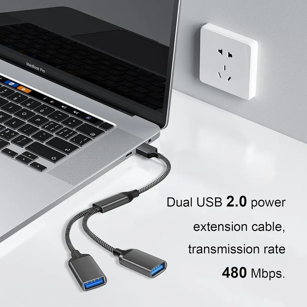 USB розгалужувач USB-A на 2 USB-А для зарядки і даних - фото 5
