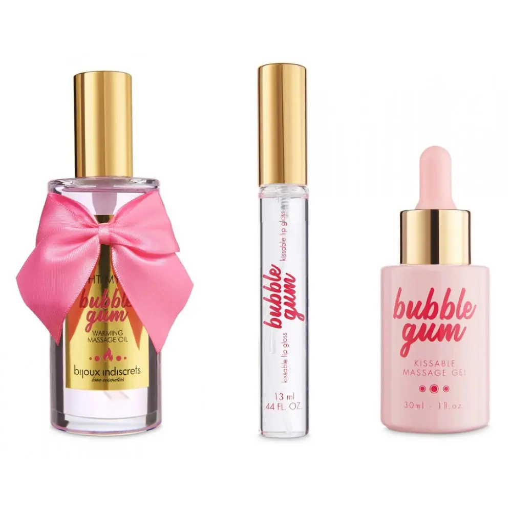 Набор (массажное масло, массажный гель, блеск для губ) Bijoux Indiscrets Bubblegum - фото 2