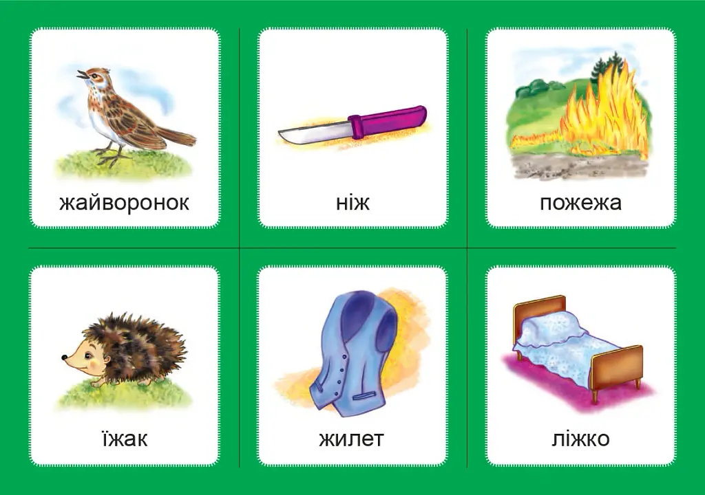 Українська мова. 1 клас. Дидактичні картки. Асоціації. Комплект 2: звуки [ж]-[ш], [ш]-[ш], [ж]-[ж], [ч]-[ч], [шч]-[ч] - Валентина Рожнів - фото 4
