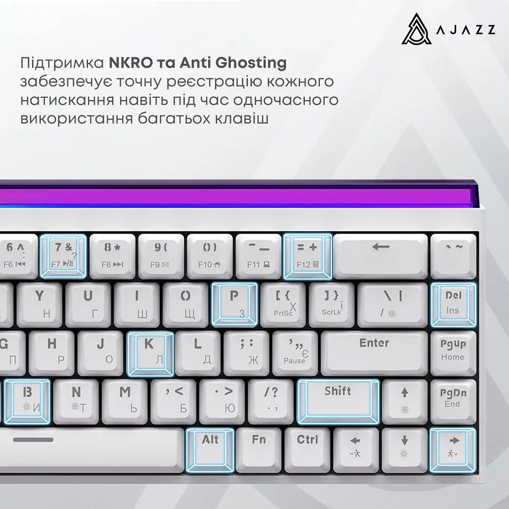 Клавиатура Ajazz NK68 Red Switch White USB-C (NK68-R-W) - фото 4