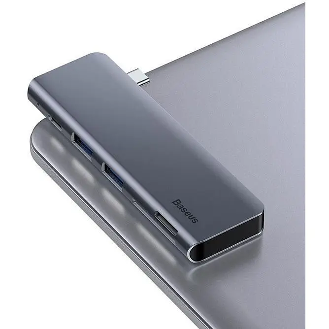 USB-хаб Baseus Harmonica Five-in-one HUB Adapter Grey (CAHUB-K0G) [72625] - фото 4