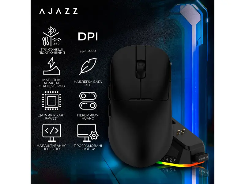 Миша Ajazz AJ159P MC Black (AJ159P-MC-B) - фото 6