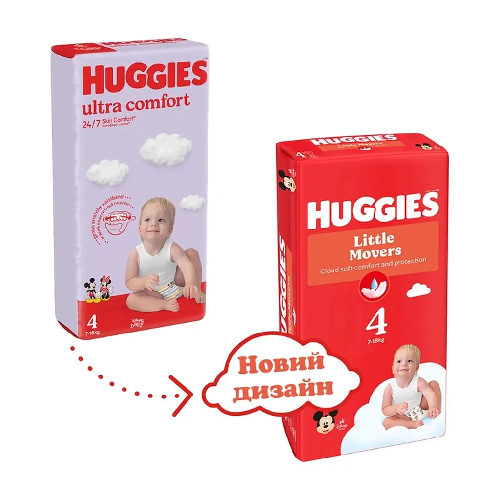 Підгузки Huggies Little Movers 4 (7-18 кг) M-pack, 150 шт (5029053583402) - фото 4