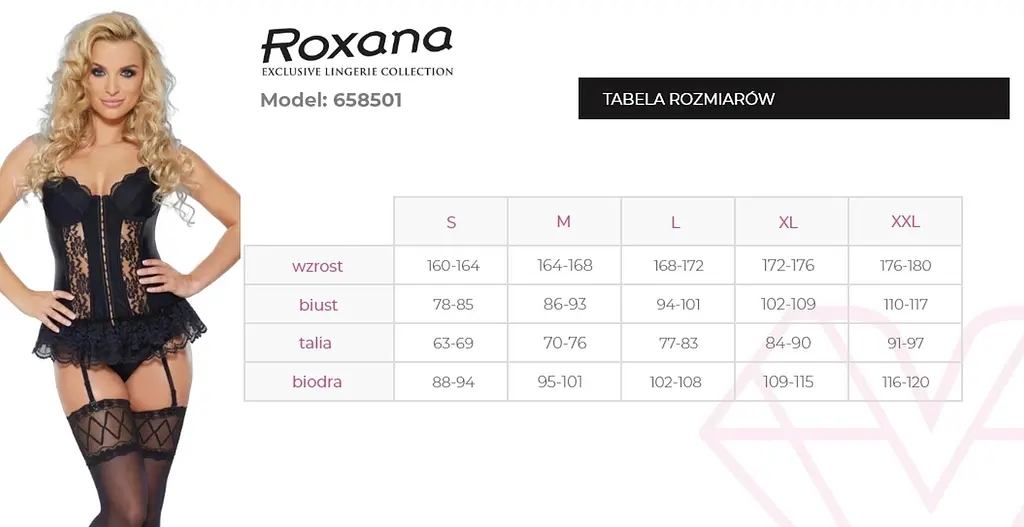 Комплект білизни Roxana Gorset i stringi 6585 S чорний - фото 4