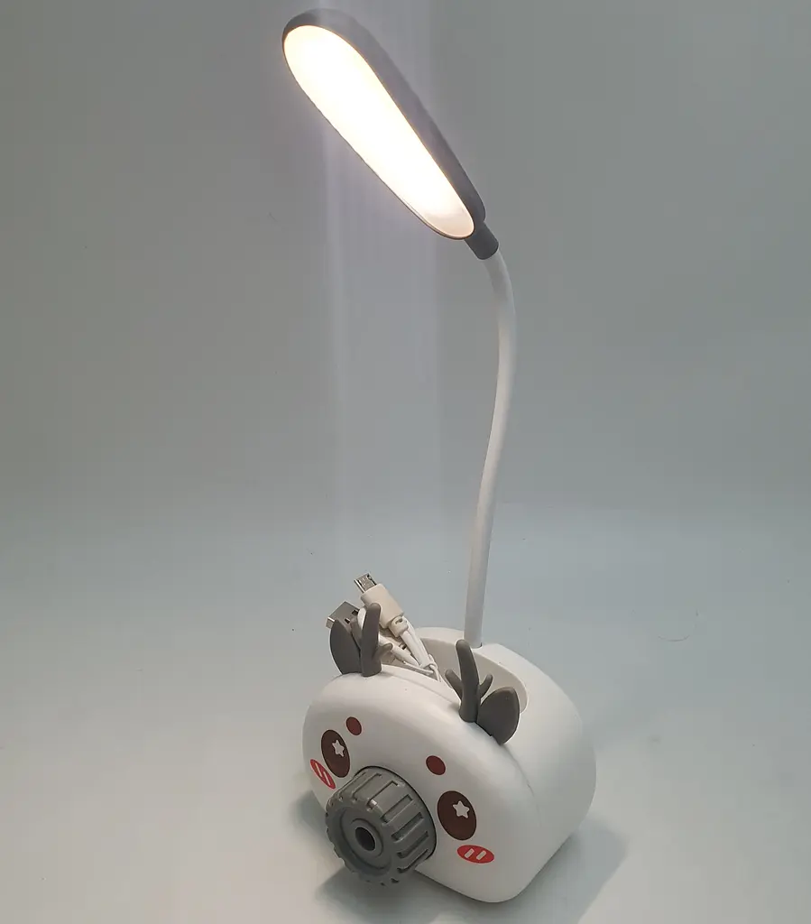 Настільна LED-лампа дитяча акумуляторна на гнучкій ніжці 22 см з органайзером точилкою та підставкою для телефону світильник Elite EL-2178 біла - фото 5
