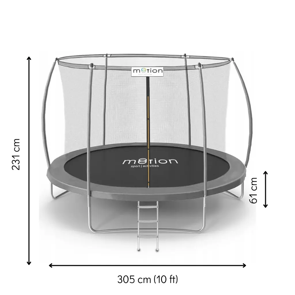 Батут Jumi Motion Sport Line Premium 10ft (305см) з внутрішньою сіткою сірий - фото 2