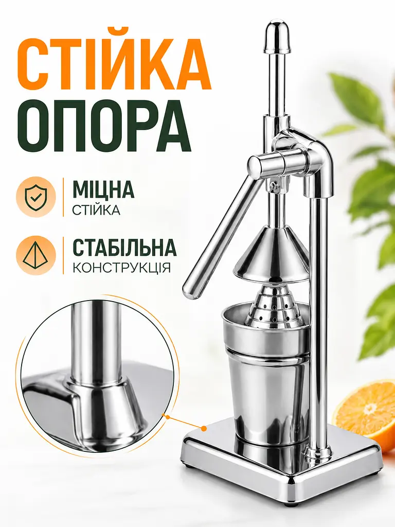 Ручний прес для соку 45×14×10 см, соковижималка для цитрусових із фільтром і склянкою 500 мл (49676116) - фото 4