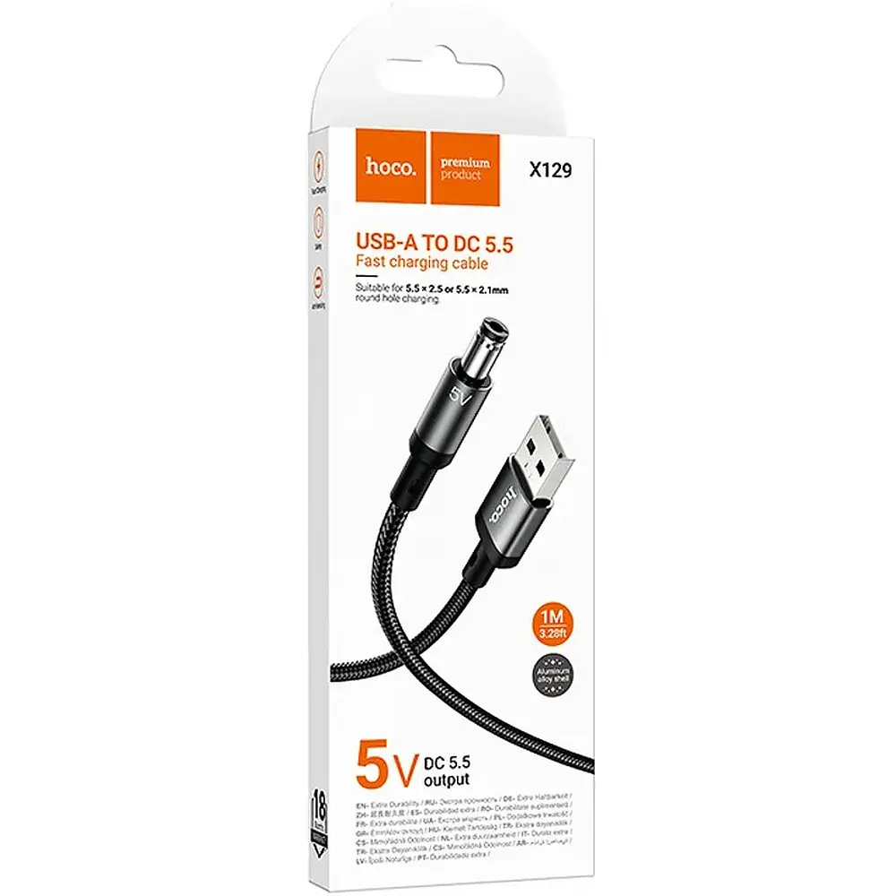 Кабель Hoco X129 Advantage 5V charging cable USB to DC5.5 Black - фото 2