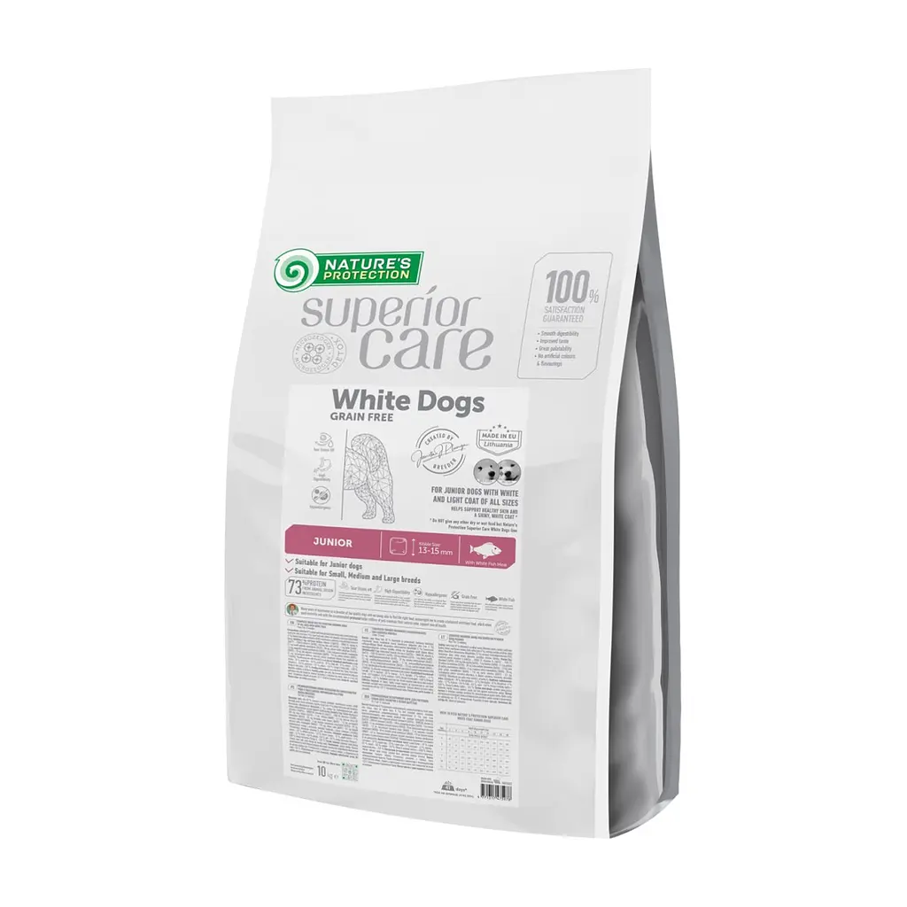 Сухий корм для собак Nature's Protection Superior Care White Dogs Grain Free White Fish Junior All Sizes 10 кг (NPSC47597)