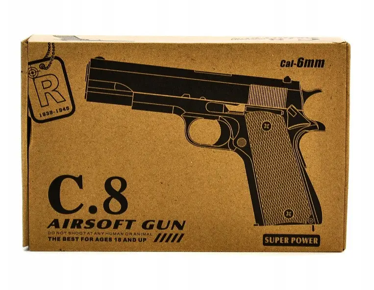 Іграшковий пістолет для страйкболу Airsoft Gun C.8 реалістична ігрова модель Чорний - фото 7