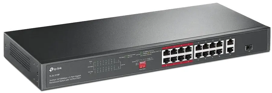Коммутатор TL-SL1218P 16xFE (16xPoE), 2xSFP, 150Вт, Неуправляемый TP-Link teh0018150 - фото 3