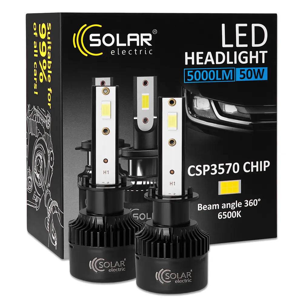 Автолампа Solar LED H1 12/24V 50W 5000 Lm 6500K CSP3570 2 шт. (8501S2) - фото 5