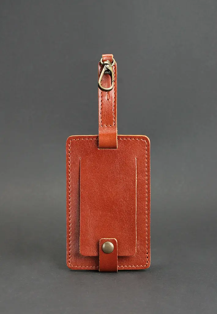 Шкіряна бірка для багажу Бланк-тег світло-коричнева - фото 2