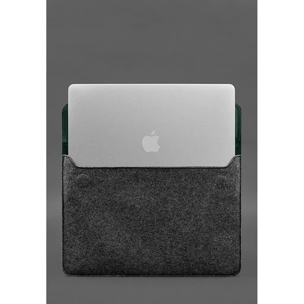 Чохол-конверт BlankNote Crazy Horse для MacBook 14 із клапаном шкіра+фетр Зелений - фото 4