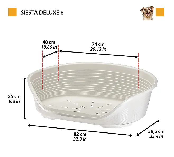 Пластиковий лежак для собак і котів Ferplast Siesta Deluxe 8 бордовий 82×59,5×25 см 70208929 - фото 2