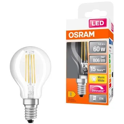 Лампочка Osram LED CL P60 DIM 6,5W/827 230V FIL E14 10x1 (4058075447875) - фото 3