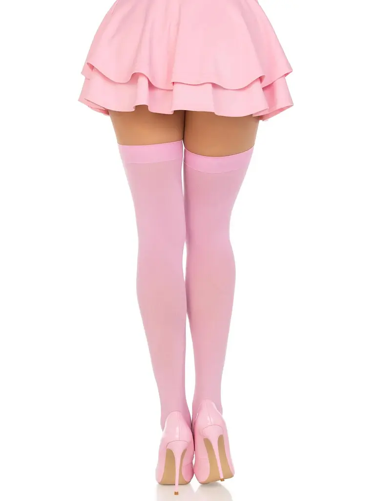 Щільні непрозорі панчохи Leg Avenue Opaque Nylon Thigh Highs Pink, One Size - фото 2