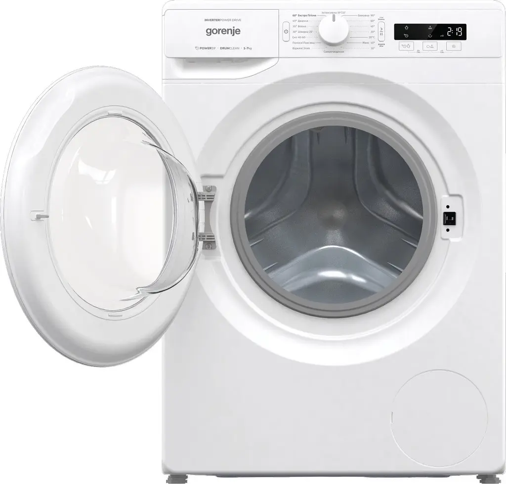 Пральна машина Gorenje з фронтальним завантаженням, інверторна, 7кг, 1200, A+++, глибина 46.5см, Дисплей, Білий (WNPI72SB) - фото 6