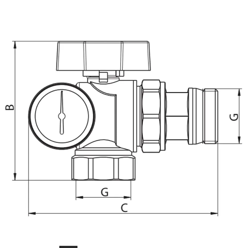 Кран з американкою "антипротечка" з термометром Koer KR.1033-Gi - 1'' KR2894 - фото 3