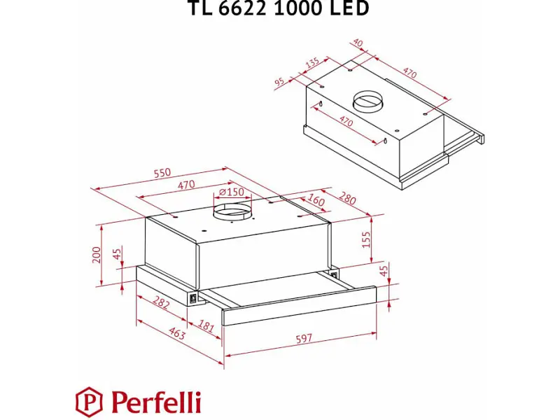 Витяжка телескопічна Perfelli TL 6622 Full BL 1000 LED - фото 10