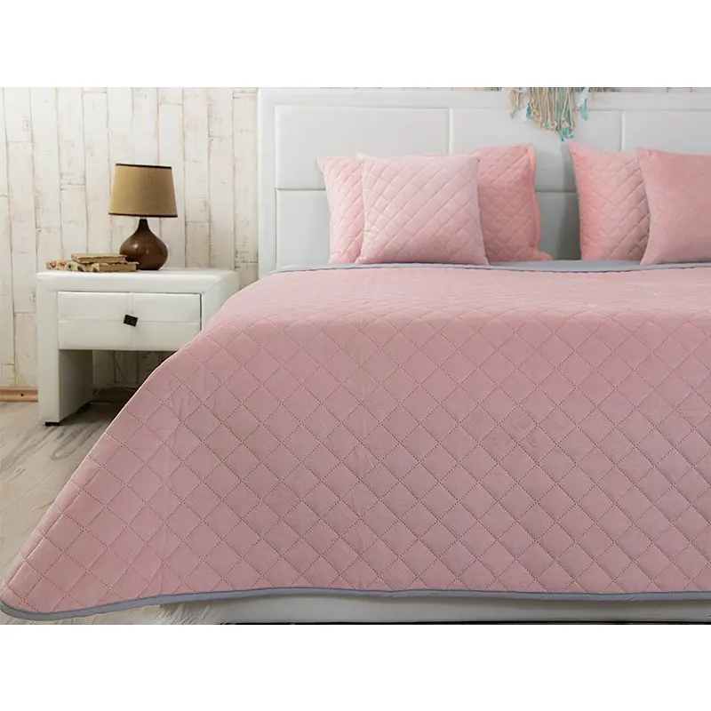 Покривало велюр Pink and Grey Руно ромб 150 х 220см (360.55 Pink and Grey ромб) - фото 2