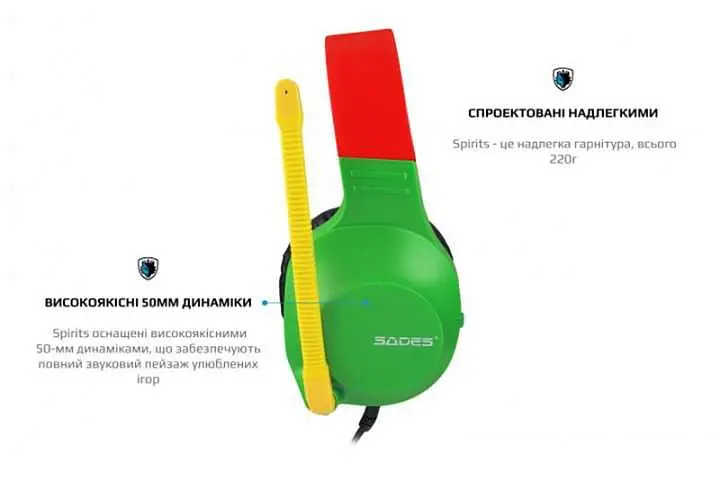 Ігрова гарнітура Sades SA-721 Spirits Rasta (sa721rsj) - фото 4