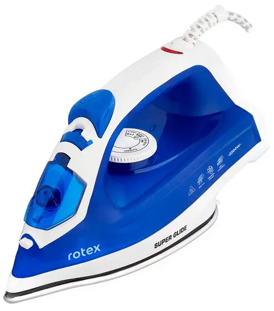 Гладильный утюг ROTEX RIC20-S Super Glide Антипригарное покрытие 1600Вт Вертикальное отпаривание Синий/Белый - фото 7