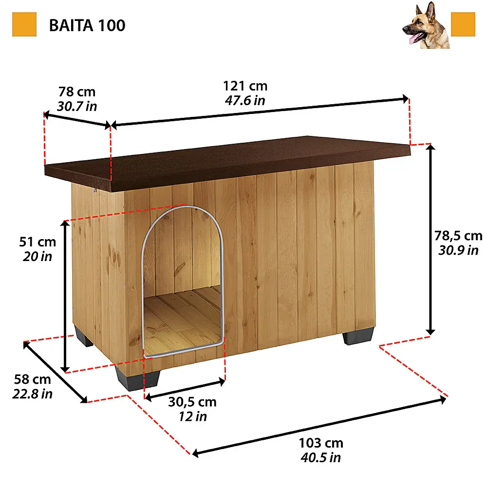 Будиночок для собак Ferplast Kennel Baita 100 121×78×78,5 см 87016000 - фото 2