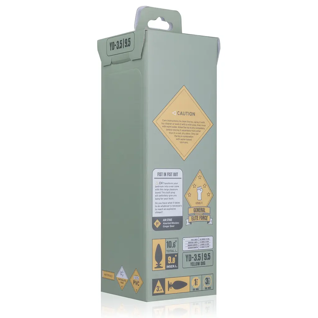 Анальна пробка Buttr General Elite Force Yellow Dog 25 см (чорний) - фото 7