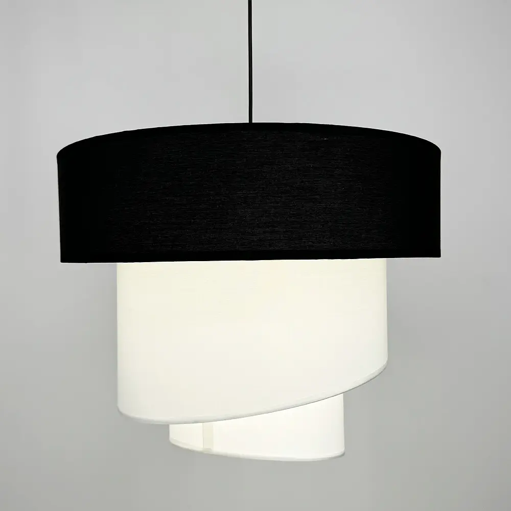 Дизайнерська люстра IONOS 1 з текстильним абажуром Line.F MJ 159-500 BK+WT+WT - фото 4