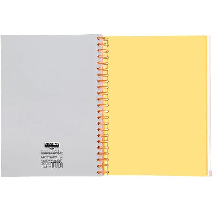 Зошит на пружині Buromax Neon А4 (210x297) 120 аркушів 3 PVC помаранчевий (BM.24349911-11) - фото 3
