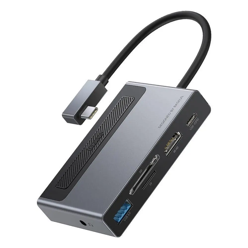 Адаптер USB Хаб Baseus Magic Multifunctional Type-C HUB with Retractable Clip Standard Edition CAHUB-DA0G - фото 4