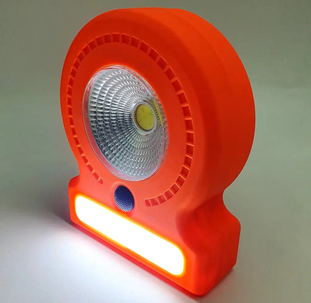 Ліхтар кемпінговий 3 режими COB, 8SMD(white), 5SMD(red) магніт та гак для підвіски 3хАА лампа 11см UKC 037-A помаранчевий - фото 2