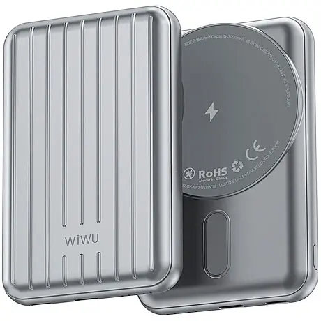 Внешний аккумулятор WiWU Trunk Series Magnetic PP02 Wireless Charger 5000mAh 20W Silver [104341] - фото 3