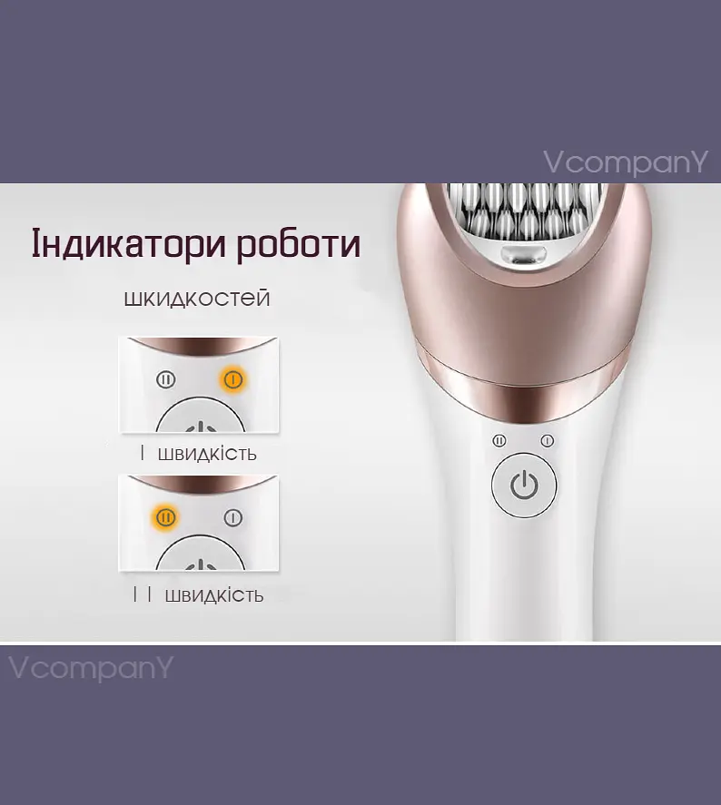 Епілятор жіночий з 5 насадками Geemy, Пемза, Масажер, Бритва, бездротовий депілятор, волога епіляція з підсвічуванням
 - фото 7