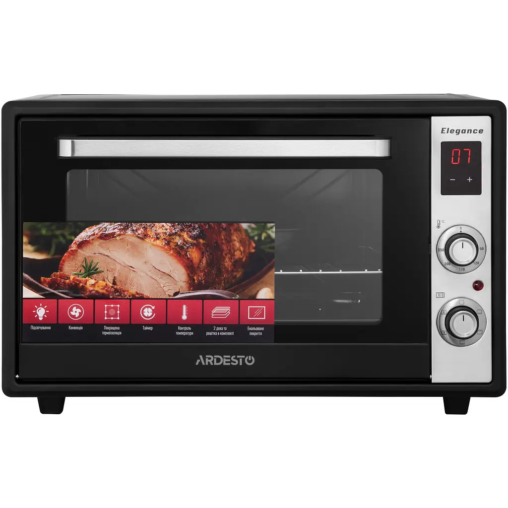 Печь электрическая Ardesto Elegance, 60 л, 2000 Вт, электр., конвенция, двойное стекло, черный - фото 3