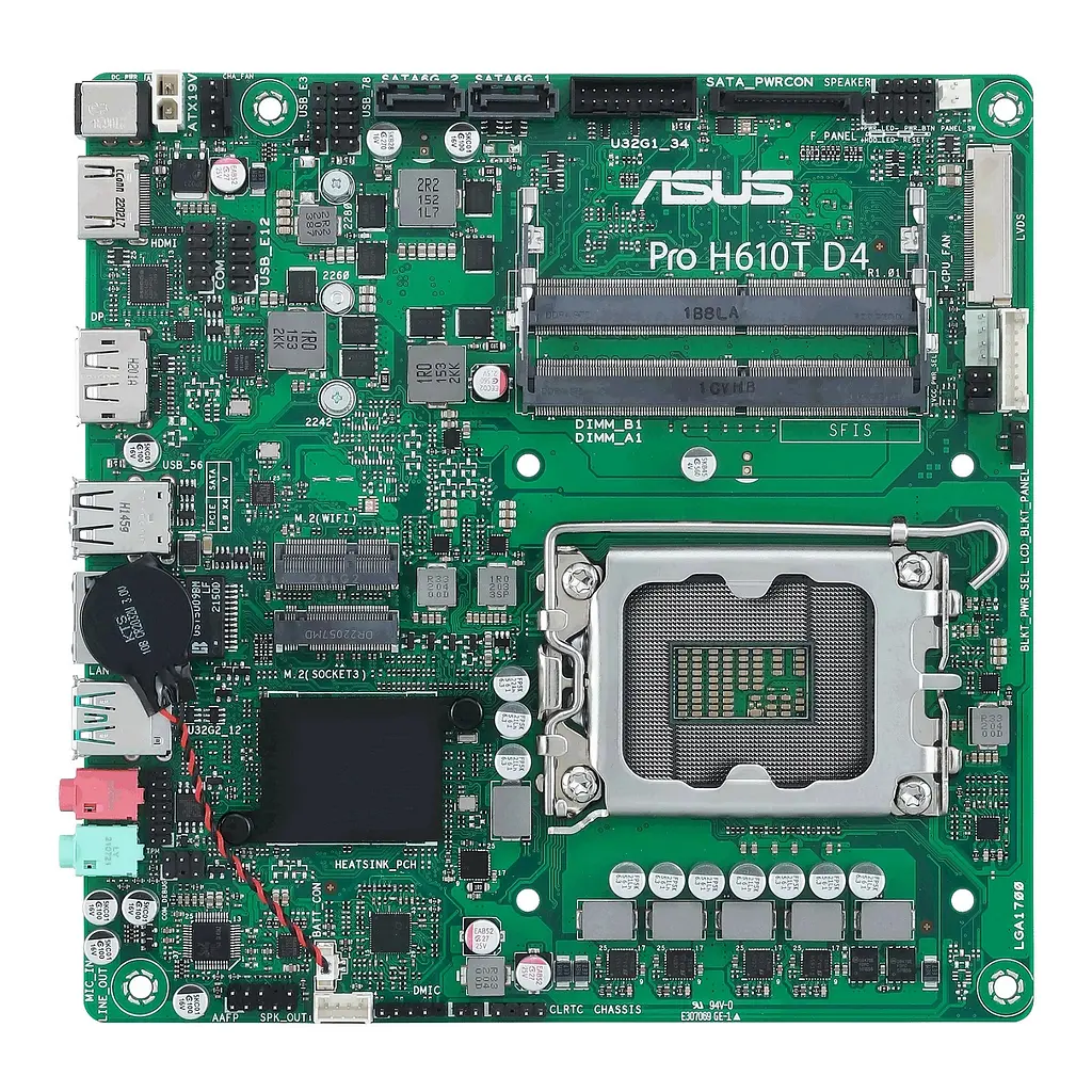 Материнская плата PRO H610T-CSM s1700 H610 2xDDR5 M.2 HDMI DP LVDS Thin mITX Asus teh0018980 - фото 2