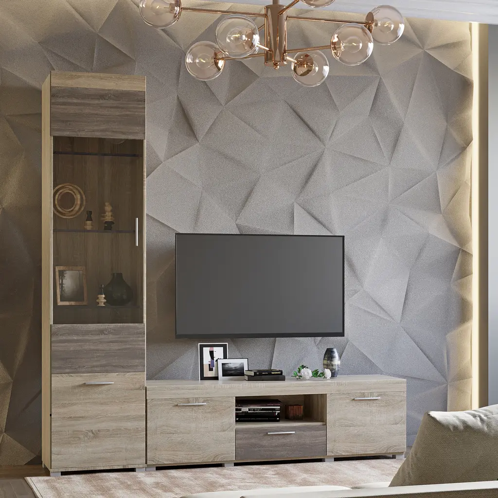 Стінка модульна у вітальню Еверест Британія комплект 6 Дуб Сонома/Трюфель (DTM-2503) - фото 2