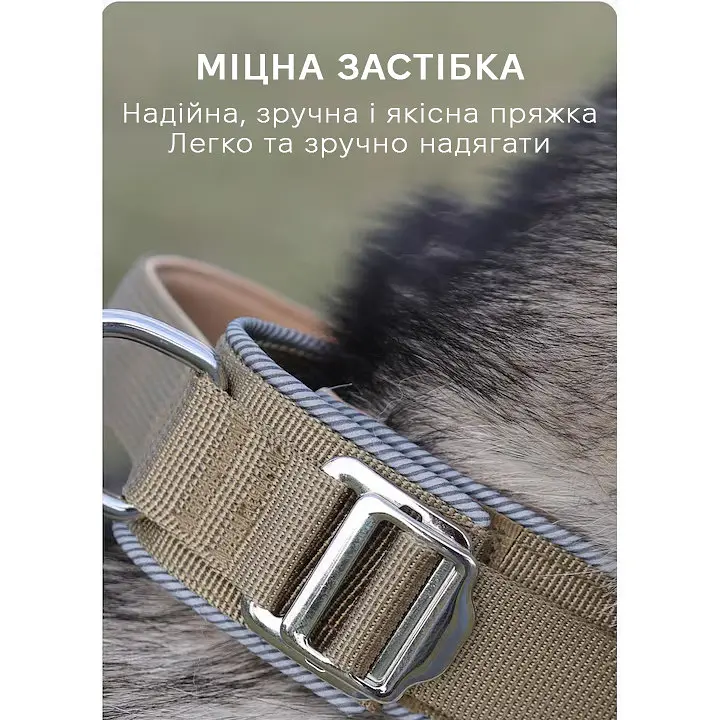 Нашийник для собак Fanxing Pet, з ручкою світловідбиваючий для середніх і великих порід Чорний, M - фото 4