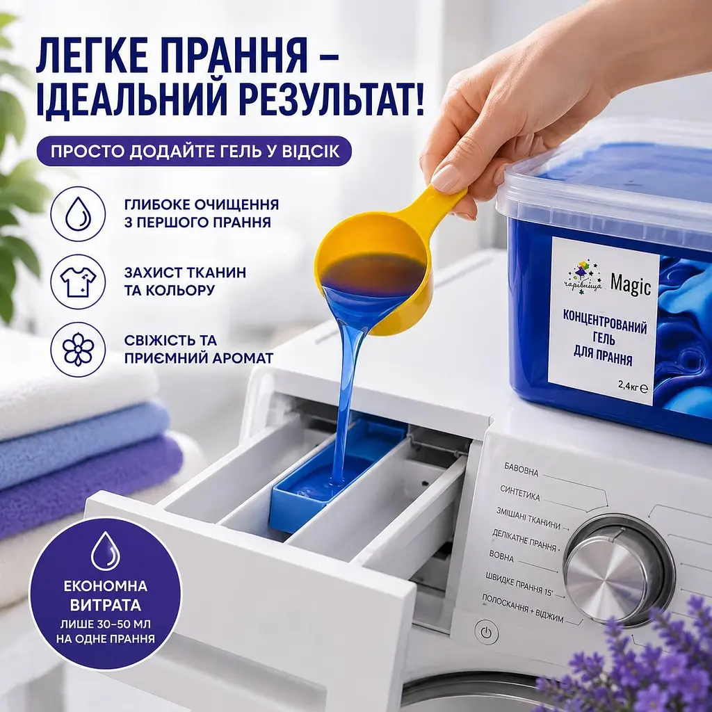 Гель для прання Чарівниця концентрований універсальний без фосфатів - фото 5